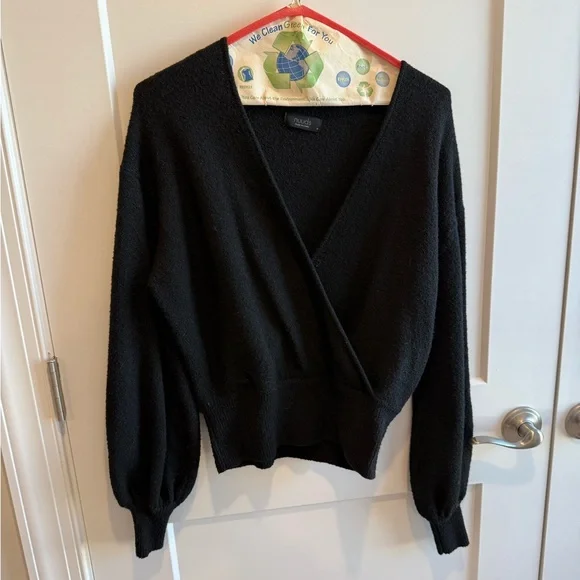 nuuds cozy knit wrap sweater - black - Picture 2 of 5